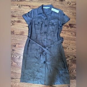 Gerard Darel Charcoal Button-Front Midi Dress